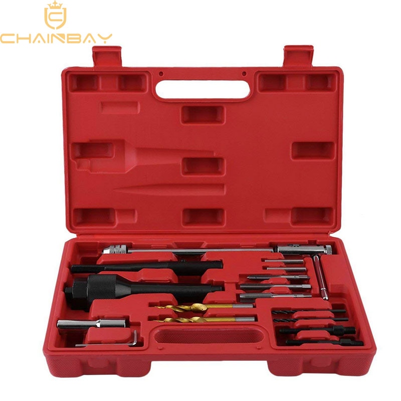 Damaged Glow Plug Removal Remover Thread Repair Car Garage Tool Kit Drill Wrench Spark Plug Gap Damage Extractor Tool Kit