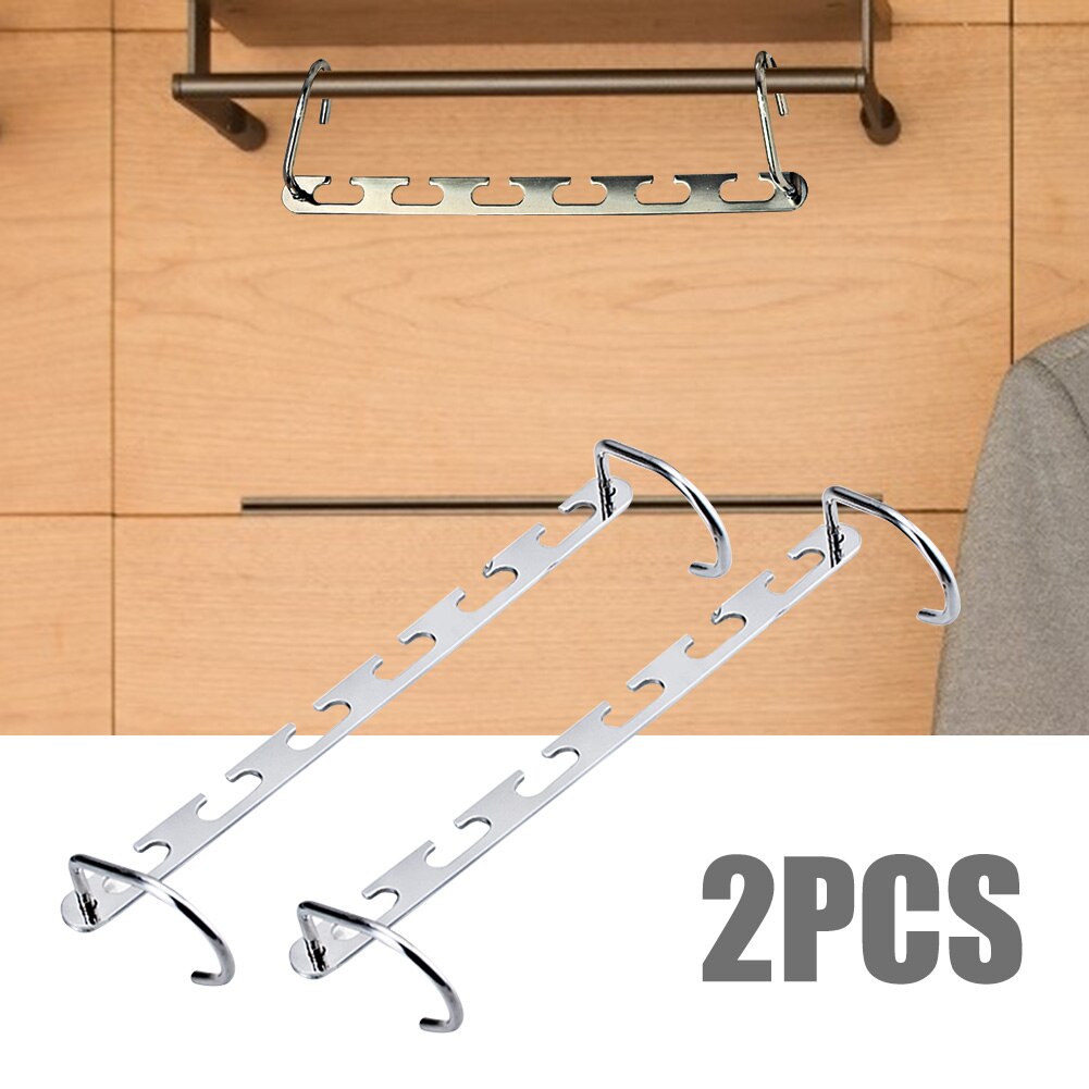 2pcs Metal Stack Hooks Coat Closet Hanger Clothes Rack Bedroom Home Organizer Space Saving Hanger Multi-Port Clothing Rack