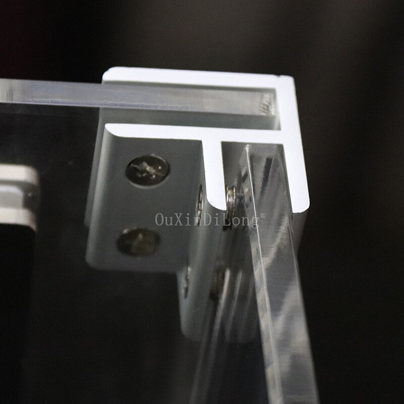 10PCS 90Degrees 2Ways Corner Glass Clamp Clips Bracket Glass Aluminium Brackets Black/Silver for 2-20mm Glass JF1812