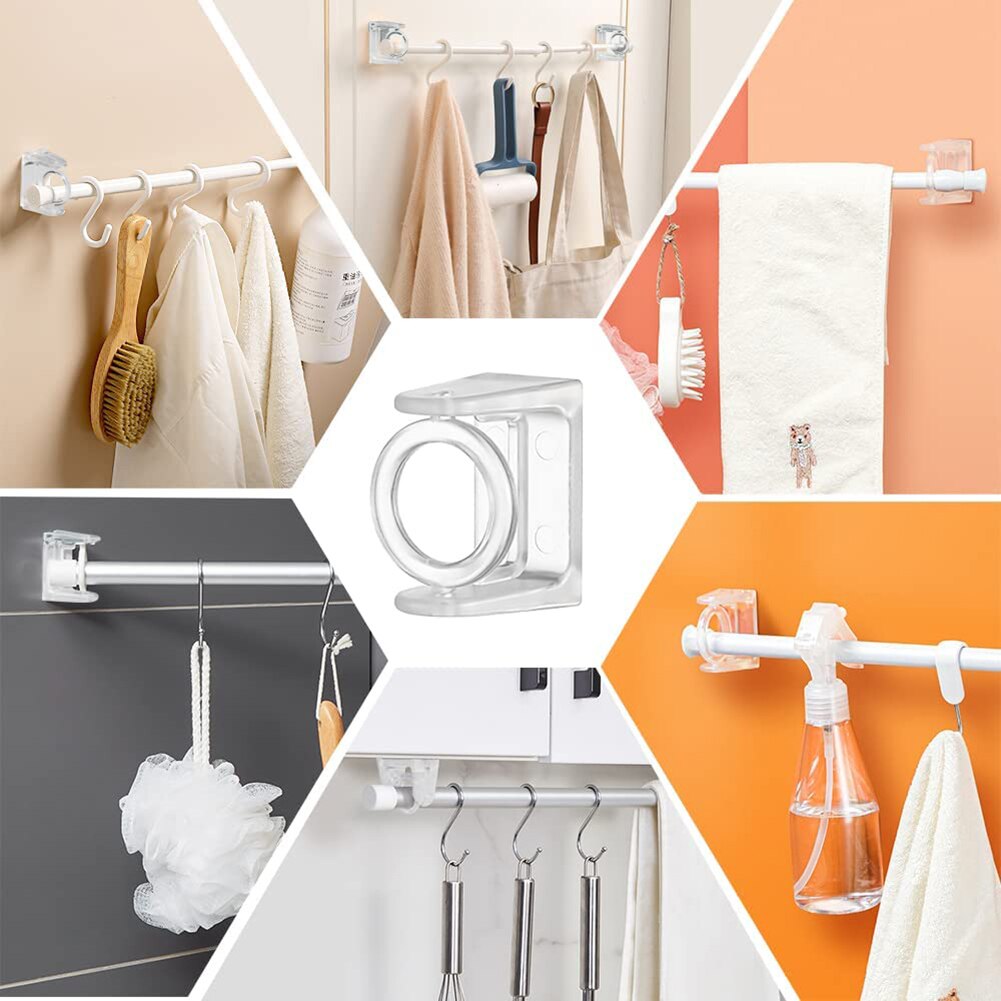 Draaibare Gordijn Staaf Beugel Zelfklevende Douchegordijn Staaf Houder Ring Telescopische Staaf Hanger Hoek Pole Ring Voor Badkamer