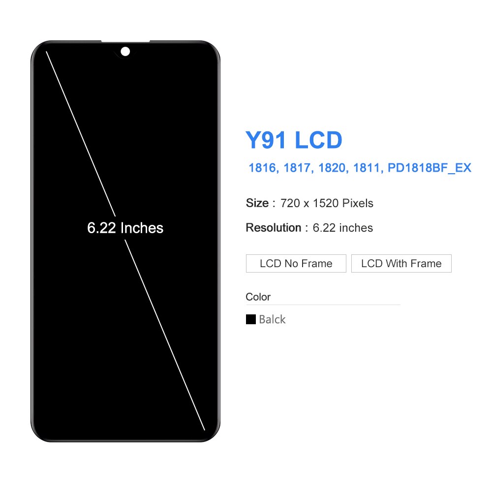 6.22 &quot;&#39;Original Für VIVO Y91 Y91i Y91c LCD Display Bildschirm Touch Digitizer Montage Für VIVO Y93 Y93s Y93st Y95 mit Rahmen Ersetzen