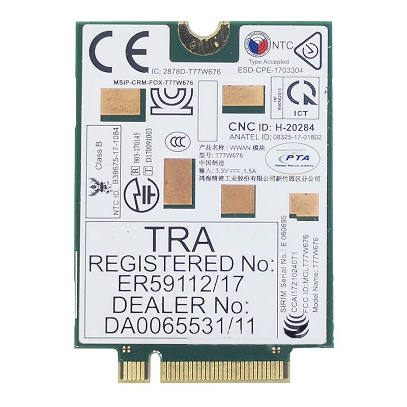 Lt4220 T77W676 917817-001 4G WWAN M.2 450Mbps LTE Modem for Elite X2 1030 G3 EliteBook X360 1030 G3