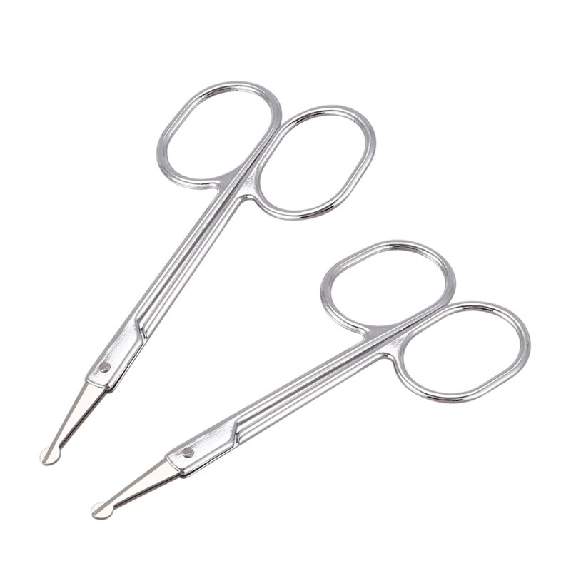 Tijeras de seguridad multiusos con punta redonda para vello Facial, ceja, barba, bigote y recorte de 2 uds.: Default Title