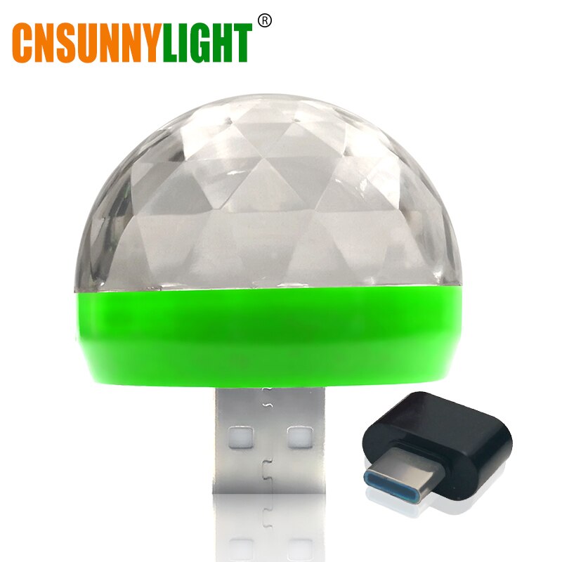 Cnsunnylight mini led auto decoratieve interieur neonlampen usb sfeerlicht dj rgb kleurrijke muzieklamp disco feest autostyling: Groen met usb c