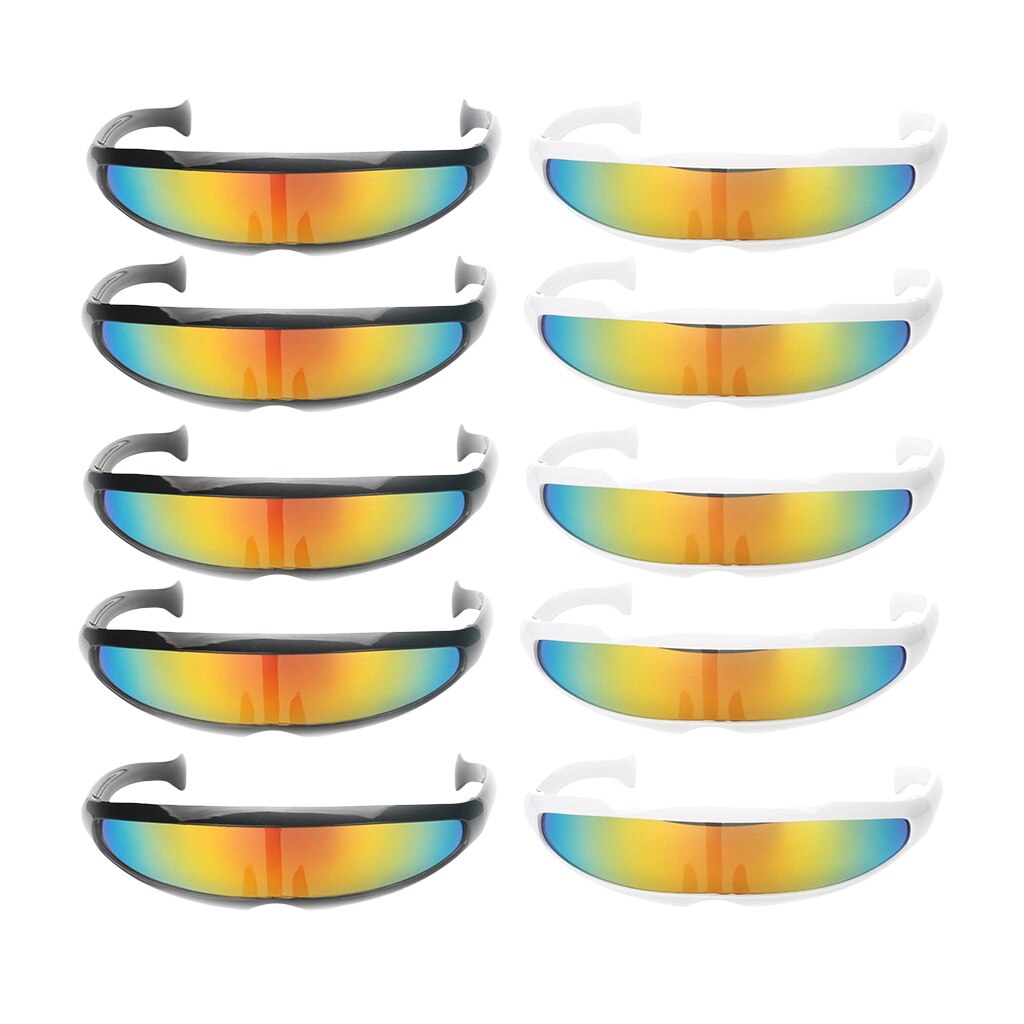 8x Grappige Futuristische Spiegel Alien Zonnebril Monoblock Shield Bril