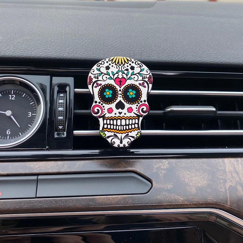 4*6cm Sugar Skull Auto Air Conditioner Outlet Decoration Perfume Clip Air Freshener Car Tuyere Fragrance Car Ornament 7 styles: 1