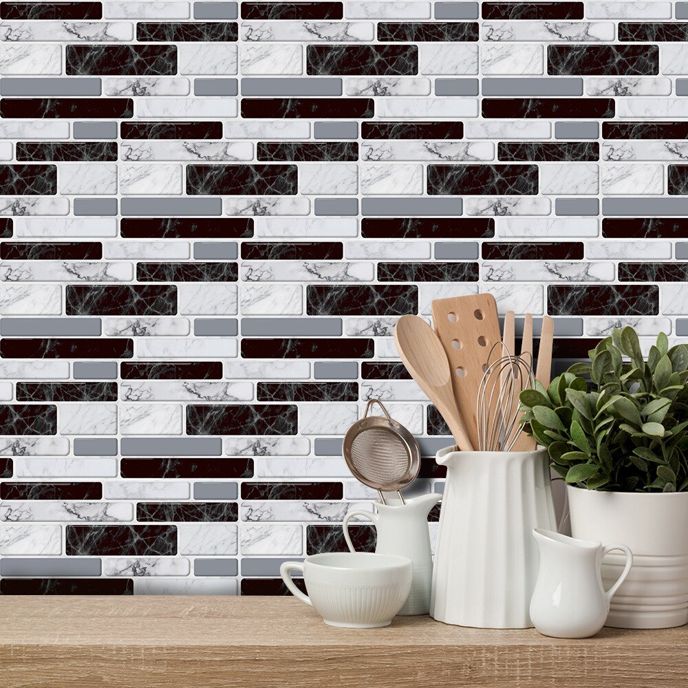 27Pcs Modern Wall Sticker Imitation Marbling PVC Self-adhesive Wall Tile Stickers Kitchen Bathroom Living Room Decoration