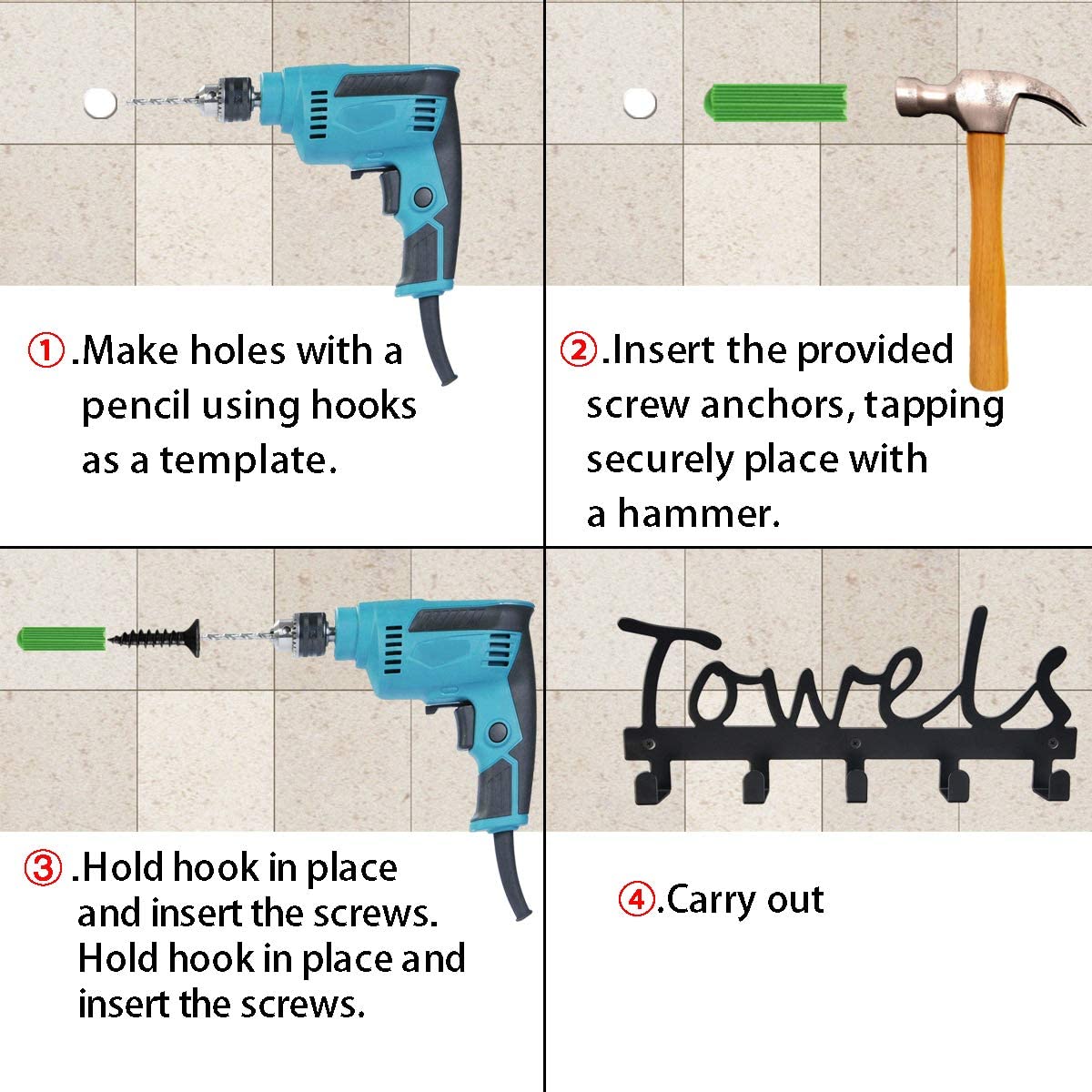Esthetische Over De Deur Handdoekenrek Voor Uw Badkamer-Ruimtebesparend En Handig Handdoek Houder Met Stevige Haken-de Perfecte