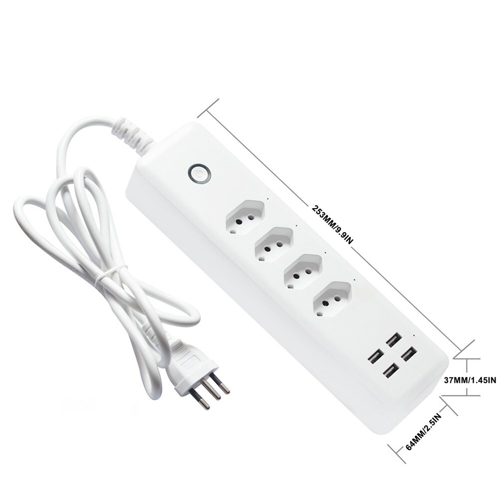 WiFi Smart Power Strip With 4 Outlets 4 USB Charging Ports Extension Cord Travel Multi Plug Extender