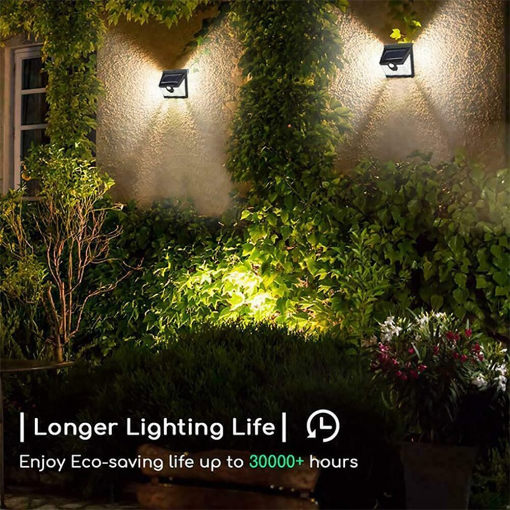 Applique murale solaire améliorée mpow 40 led avec détecteur de mouvement pir, lampe solaire, 3 modes d'éclairage ,  ip65 lampes de jardin extérieures étanches