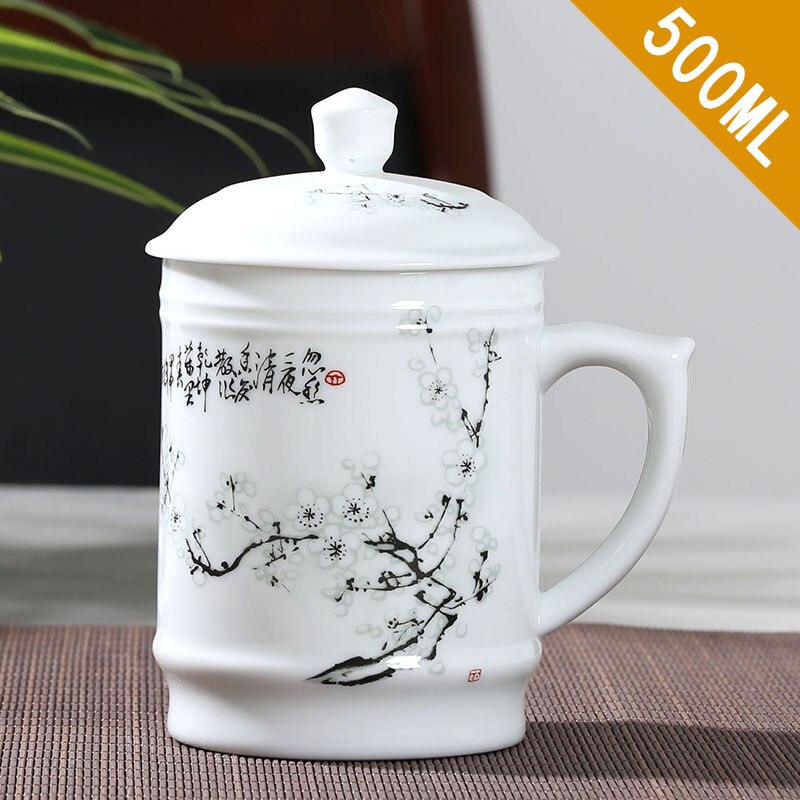 Jingdezhen Ceramic With cover Teacups Hand Painted Flower Pattern Master Teacup Boutiques Tea Ceremony Accessories Supplies: D  8.5X15CM  500ML