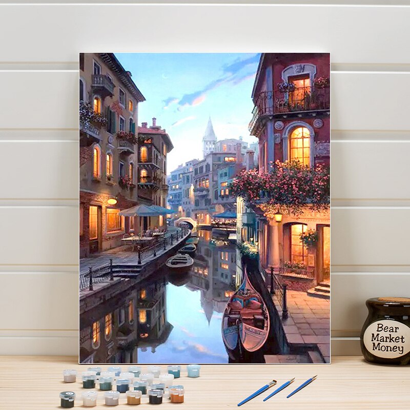 Paint Painting By Numbers Scenery Venice On Canvas Acrylic Coloring Art Pictures For Living Room Wall Adults Drawing One Piece