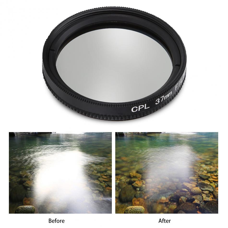 37Mm Cpl + Uv Lens Filter Voor Yi 4K Action Sport Camera Lens Beschermende Cap Adapter Ring