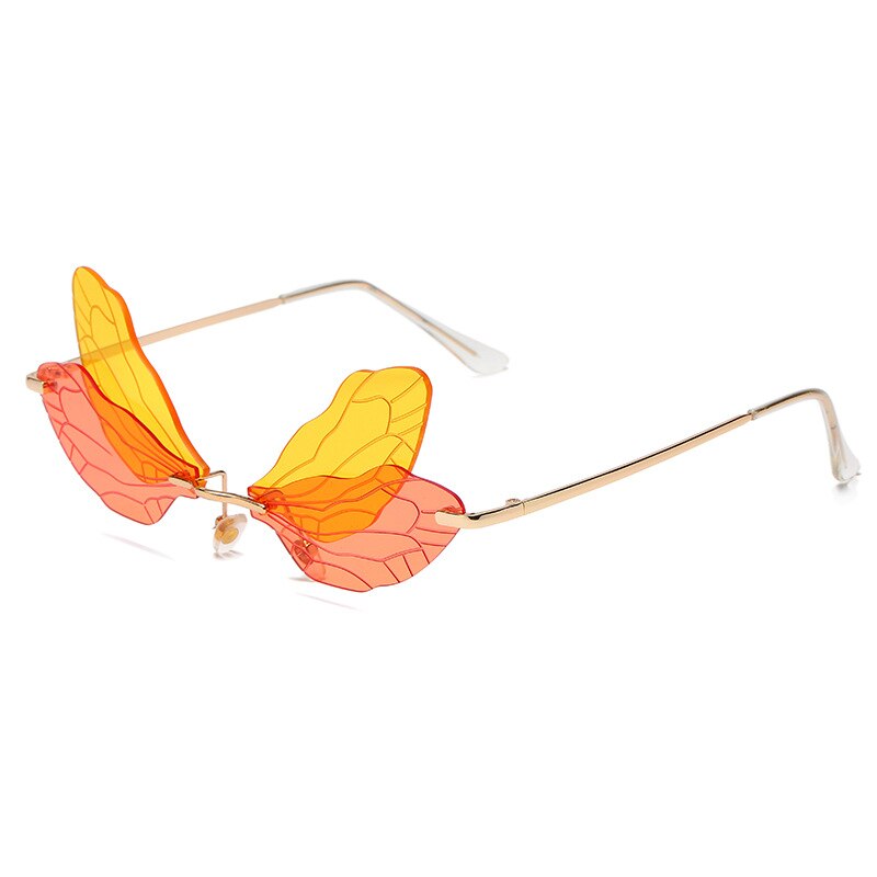 Dames zonnebril zonder montuur, vintage libelle, steampunk zonnebril, heren montuurloos, gradiënt, heldere glazen, zonnebrillen, oculos: 7