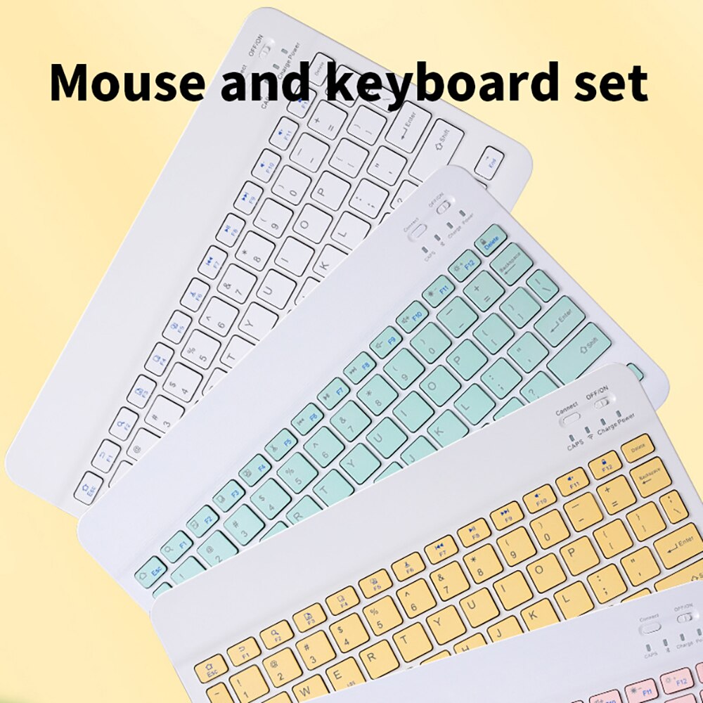 Mobile Phone Tablet Computer Wireless Keyboards And Mouse Set Can Be used as IOS Android Windows universal keyboard: 7 inch White