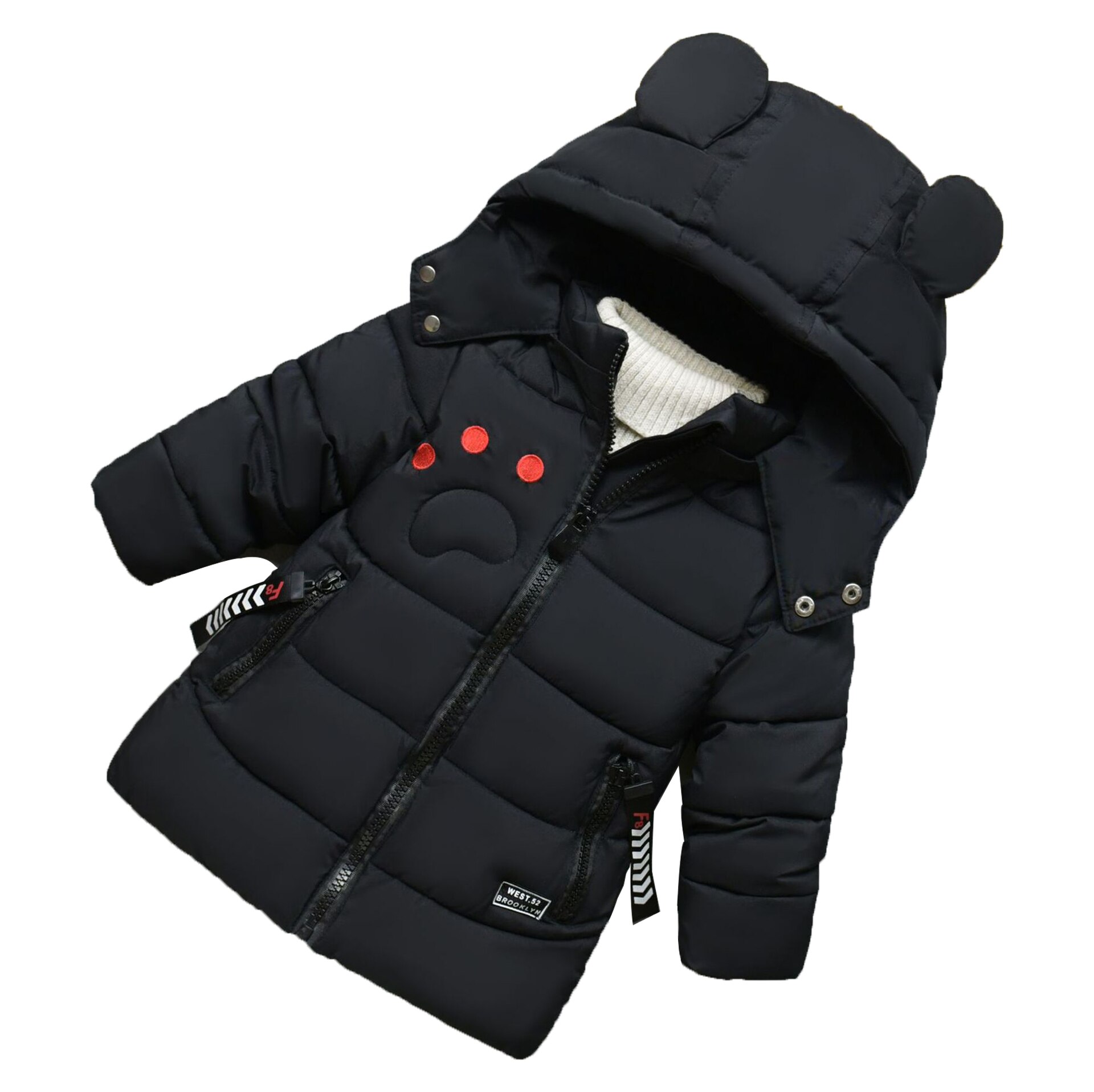 Children's Winter Jacket Clothes，Down Cotton Coats For Kids，Baby Boys Outerwear Coat，Jacket For Girls，Minus 5 Degrees，Christmas: black / XXL