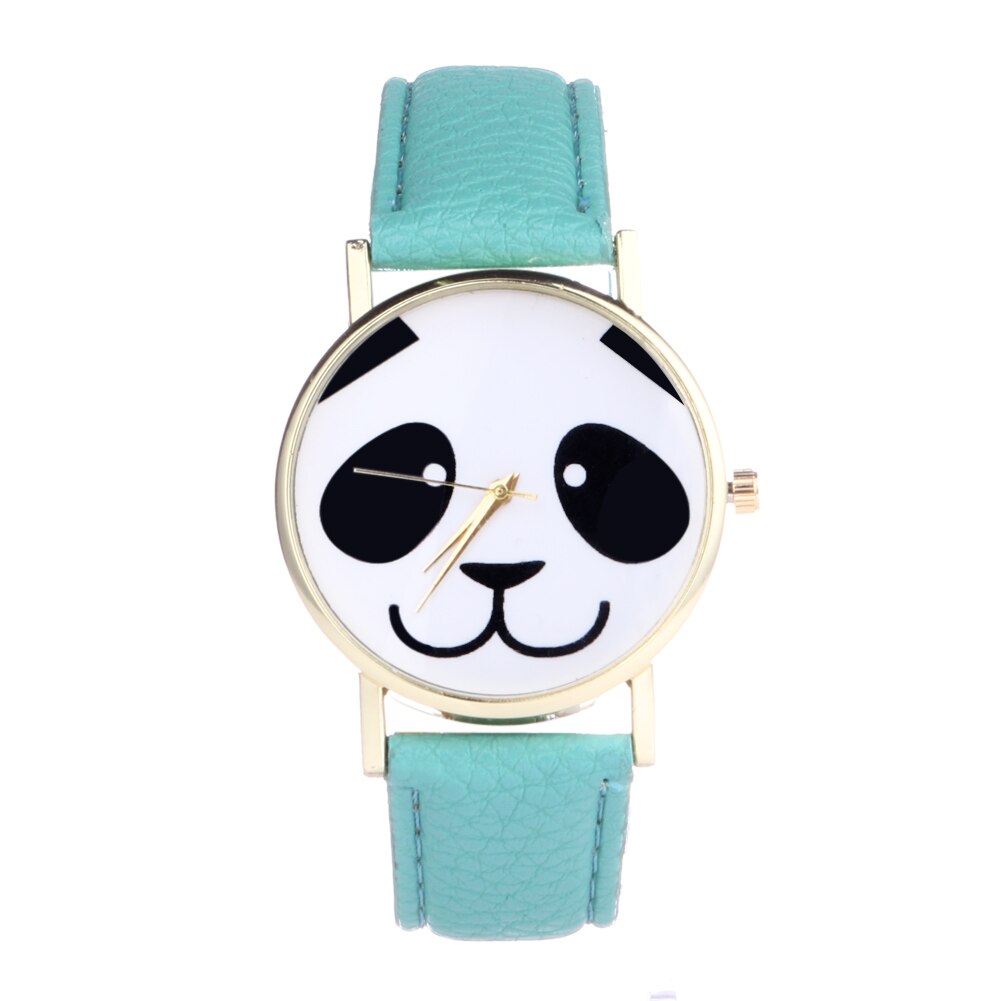 Casual Leuke Panda Horloge Vrouwen Horloges Lederen Band Analoge Quarz Horloges Goedkope Prijs Relogio Feminino Reloj Mujer: green