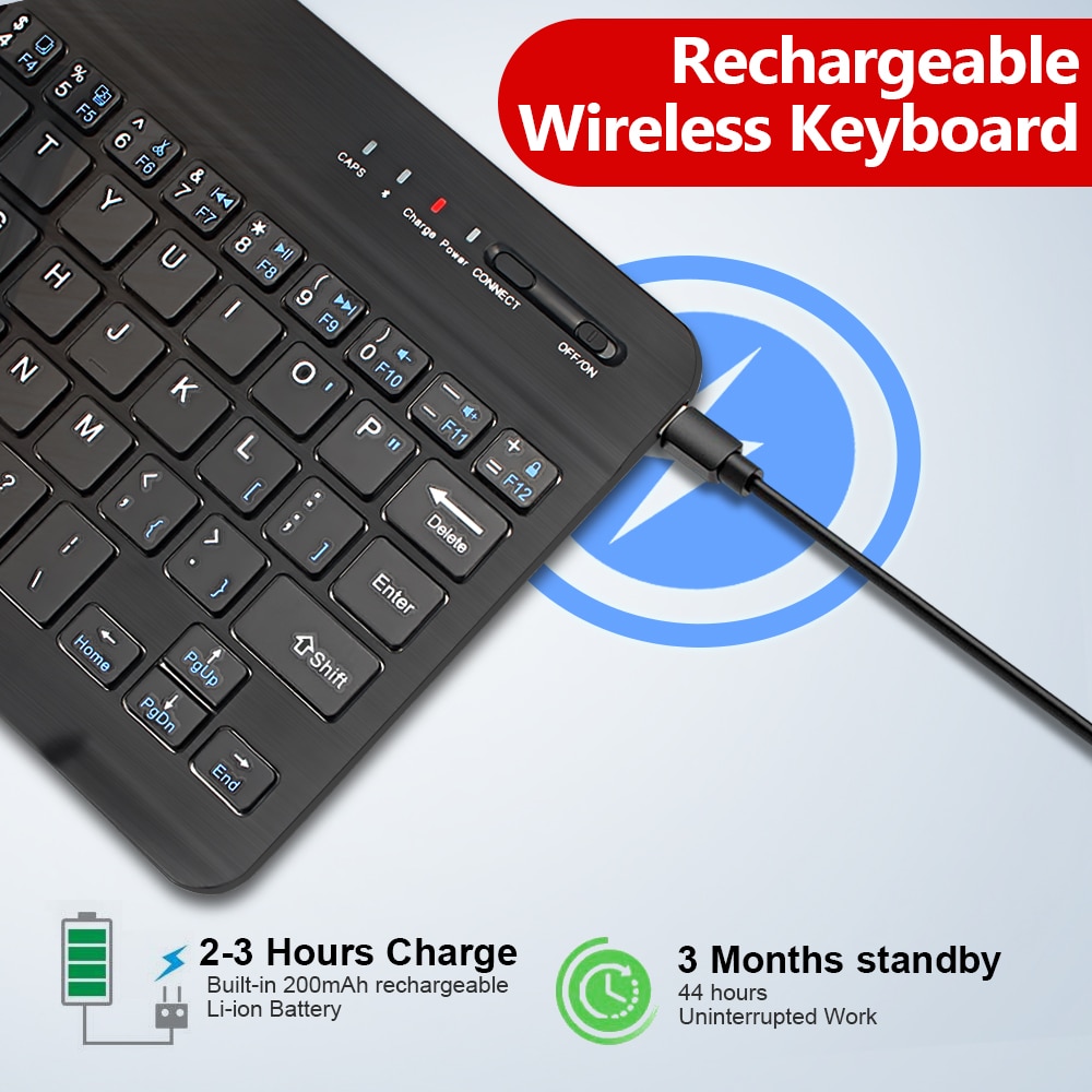 Wireless Keyboard Bluetooth Mini Keyboard Tablet Laptop Phone Keyboard Rechargeable Andriod IOS Windows Spainsh Russian Keyboard