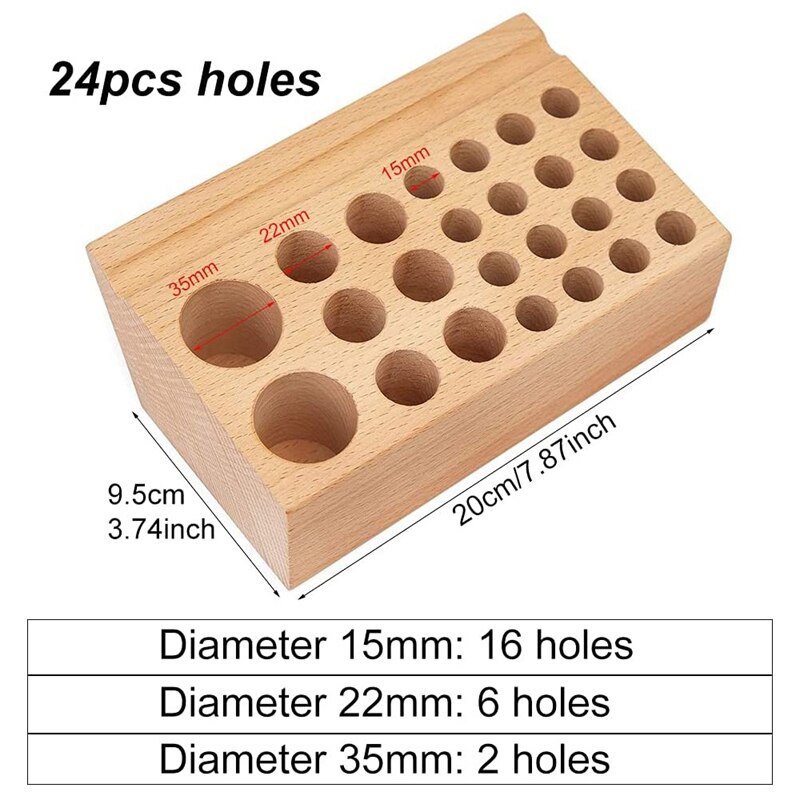 24 Gaten Leer Werken Gereedschaphouder, Houten Leathercraft Tool Rack Stand Organizer, Voor Maken Punch Gereedschap Opslag