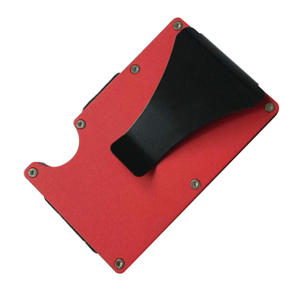 Ultra-tynd tegnebog kortholder praktisk kortholder forretningsbeskytter aluminiumsæske: Rød