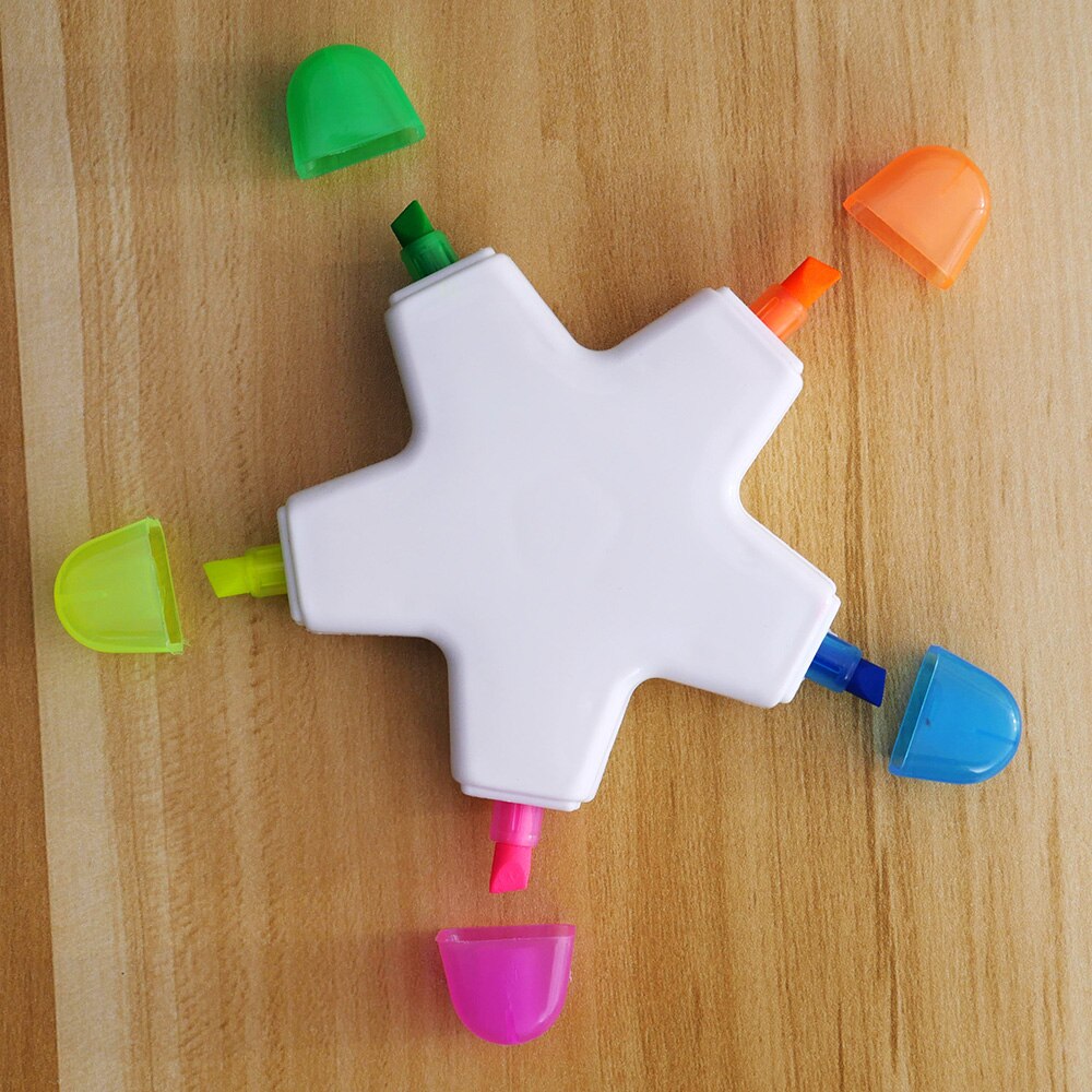 6 colors Star shape School childrens scrawl Highlighter pen Pentagram markers novelty products