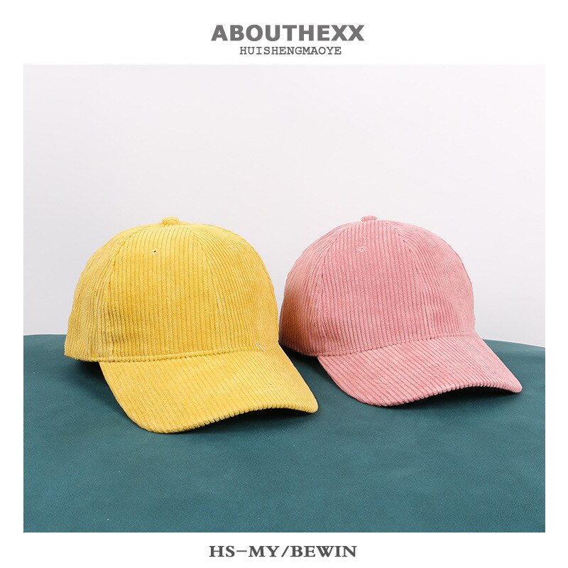 Damen-baseballkappe aus cord für herbst/winter, koreanische version der wild caps lovers, lässiger outdoor-hut mit gebogener krempe, #39