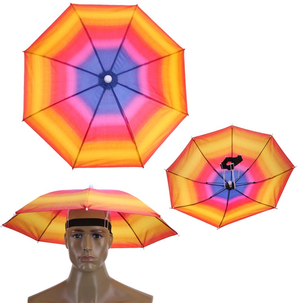 12 arten Angeln Regenschirm Hut Kappe Anti-Regen Headwear Freisprecheinrichtung Kopf Regenschirm Anti-Sonne Hut Erwachsene Liefert Cappello impermeabile