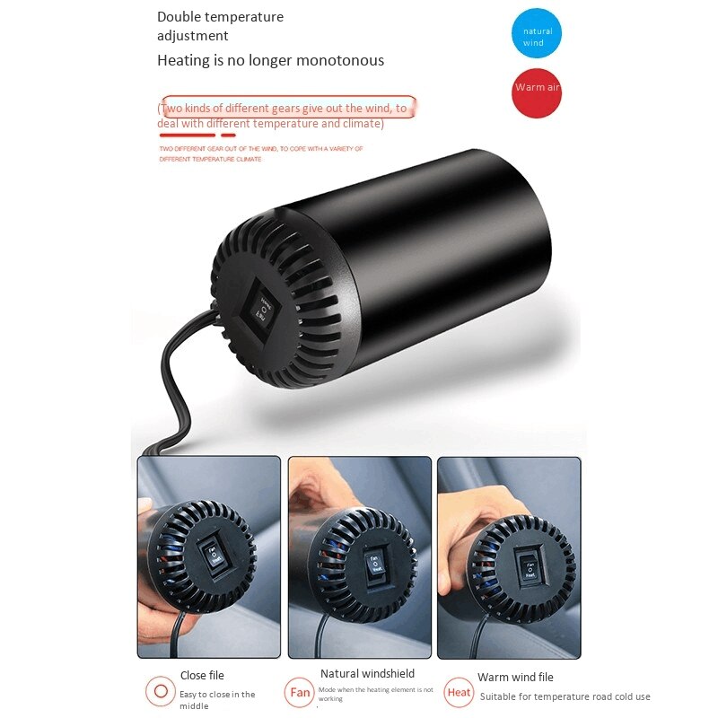 12V Portable Car Heater and Cooler 2 in 1 Mini Fast Heating Front Windshield Defogger Defroster Cigarette-Lighter