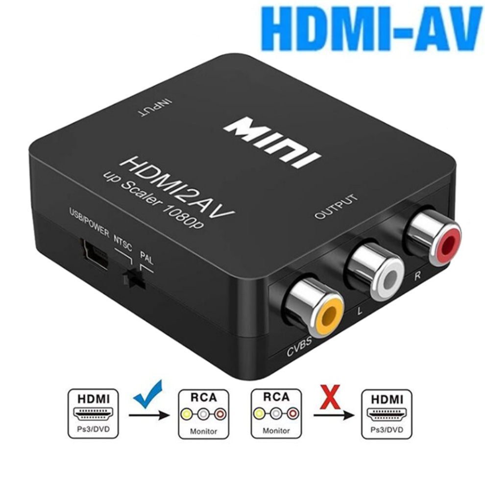 LccKaa 1080P Convertitore AV a HDMI scatola HDMI compatibile con AV RCA CVSB L/R Adattatore convertitore AV video composito per TV VHS VCR DVD: BIANCO