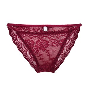 DeRuiLaDy Lace Transparent Women Low Rise Sexy Underwear Panty Women's Bowknot Lace Crotch Briefs: Burgundy / L