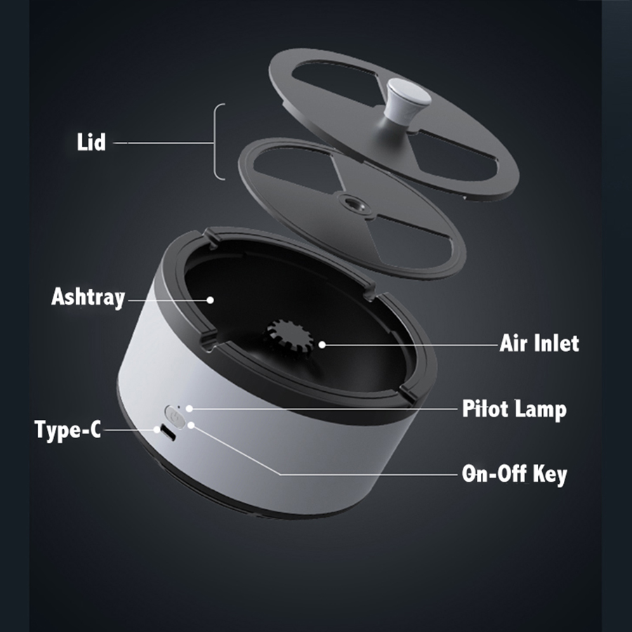Cenicero multiusos purificador de aire, purificador de aniones, práctico, para cenizas, accesorios portátiles para la casa y la Oficina familiar
