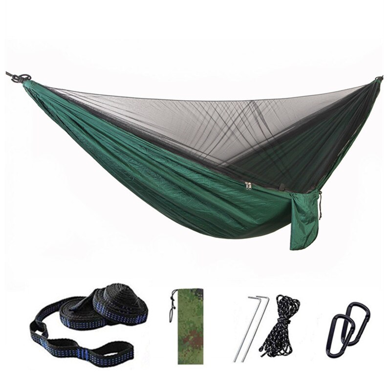 Hamac Anti-moustique à ouverture rapide automatique, 290x140cm, hamac simple Double avec moustiquaire, hamac de loisirs d&#39;extérieur: Dark green