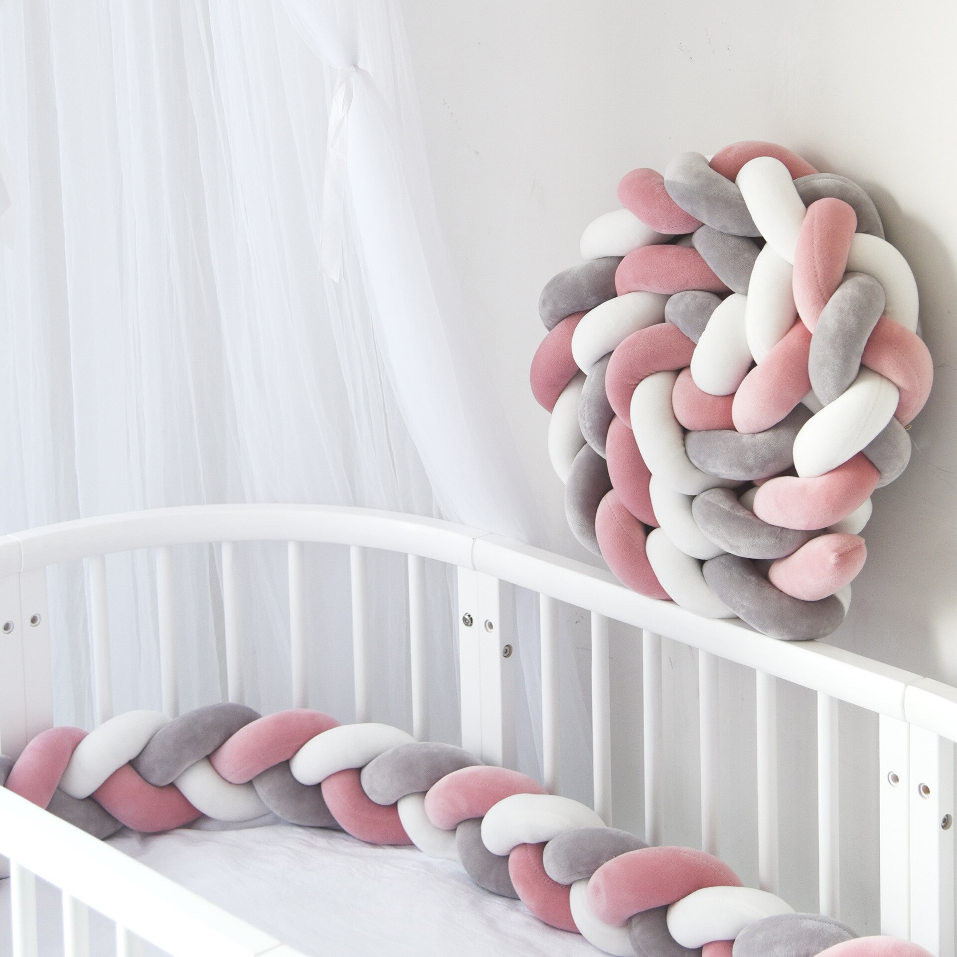 3M Lengte Katoen Weave Pluche Knoop Kamer Decoratie Meisje Kinderkamer Berço De Bebe Protector De Cuna: 3