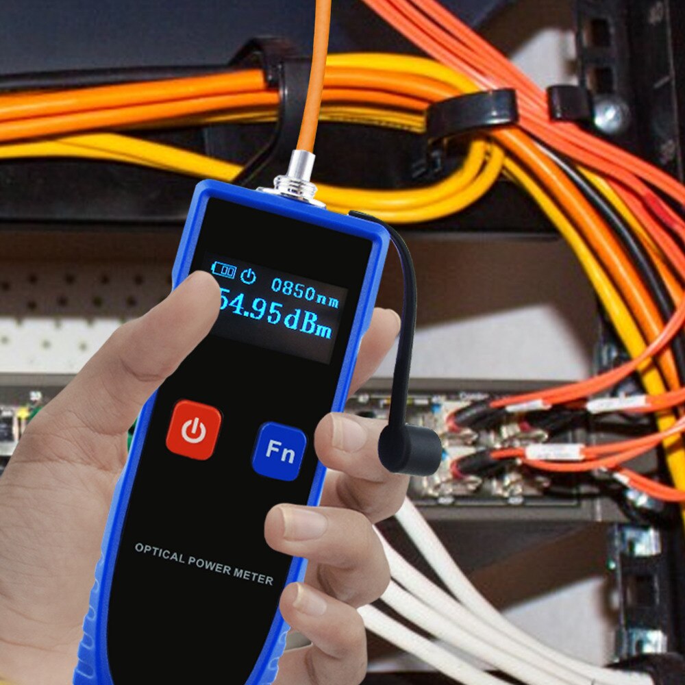 Digital Optical Power Meter Fiber Optic Cable Tester w/ FC Converter for FC/SC/ST 6 Optic Wave Length -70 - 6dBm Measuring Range