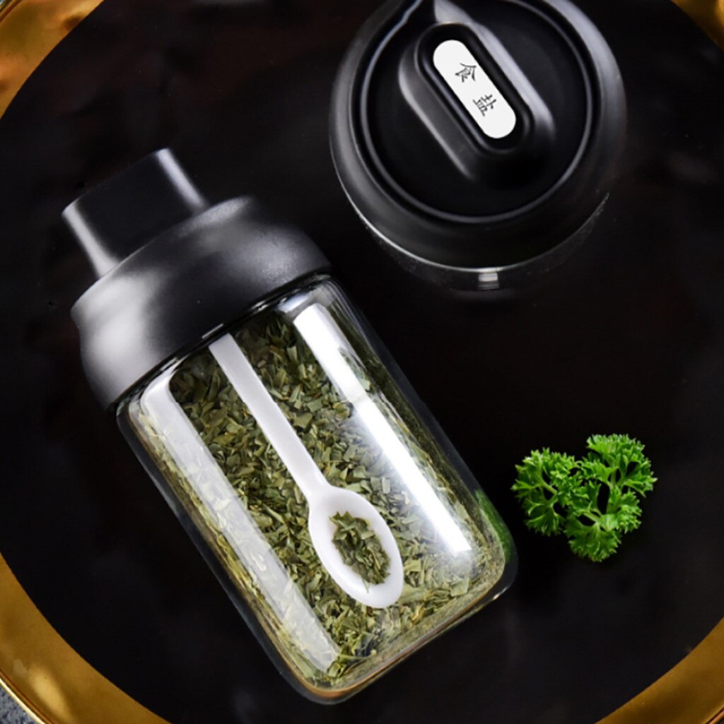 Tarros de condimentos, pincel de aceite, depósito de vidrio para condimentos, Kit de especias de cocina, botellas, pimienta, cuchara para miel, contenedor de almacenamiento de alimentos # T5P