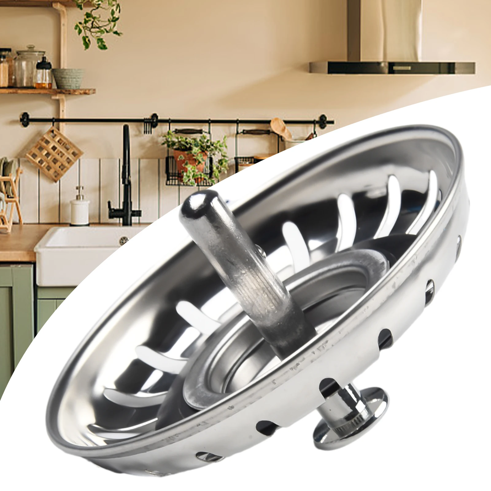 Premium Kitchen Sink Strainer Replacement Waste Plug Basin Drain Filter Steel 80mm/82mm/84mm Waste Plug Fixing Pin Hourglass