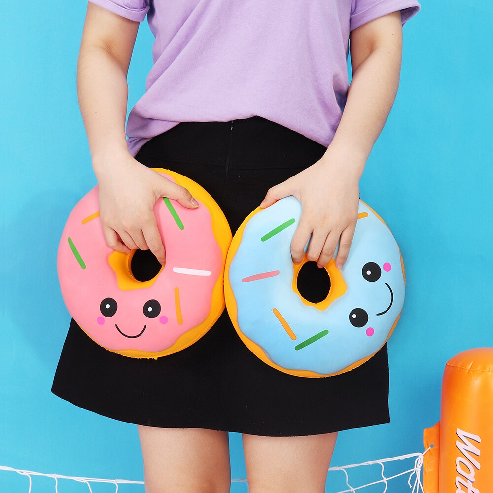 25cm Big Squishy Jumbo Squishy Cute Kawaii Soft Large Donut Squeeze Squishi Slow Rising Toy for Children Relieves Stress Anxiety