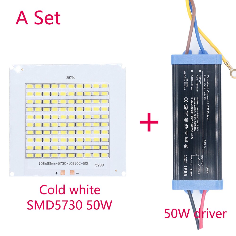 En uppsättning smd 5730- chip med led-drivrutin 200w 100w 50w 30w 20w led-lampa ljuspärlor  dc32-36v för panelljusspotlight: 50w