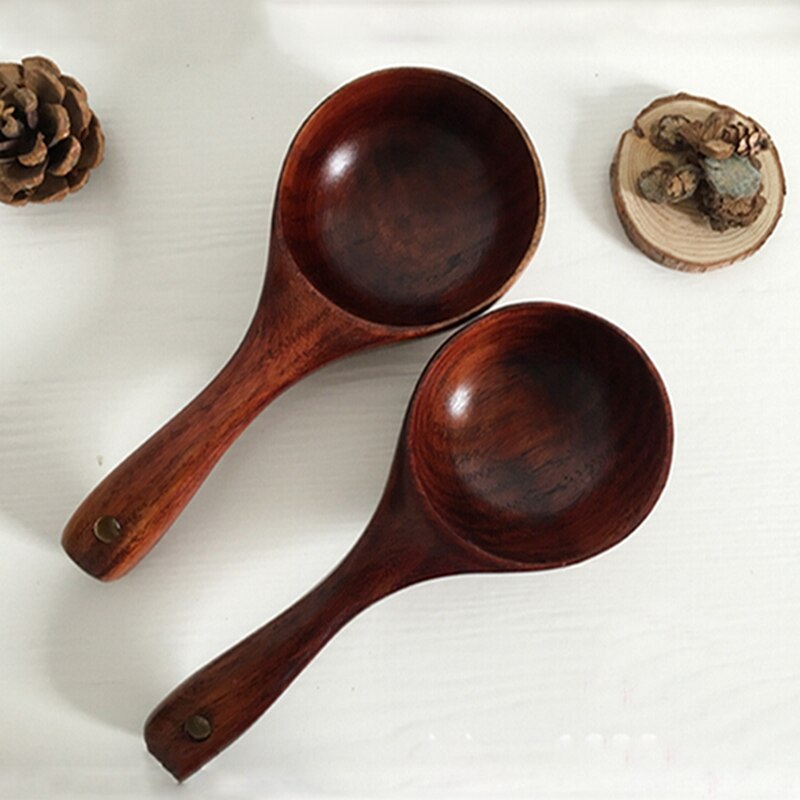 Japanese Wood Rice Spoon Water Scoop Wine Scoop Large Wooden Spoon Multifunction Wooden Round Water Dice