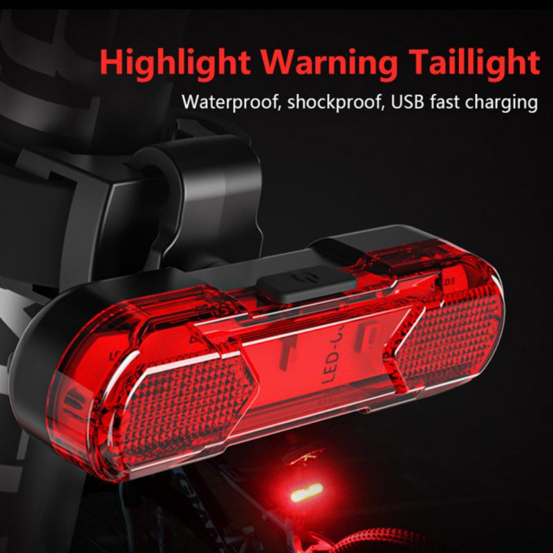 Bicycle USB Charging Rear Light Cycling LED Waterproof Safety Warning Lights Night Mountain Bike Equipment Riding Accessories
