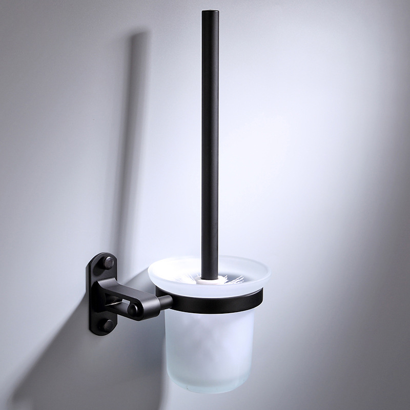 Zwarte Ruimte Aluminium Badkamer Hardware Handdoek Plank Handdoek Bar Papier Houder Doek Haak Zeepbakje Handdoek Ring: Toilet Brush only
