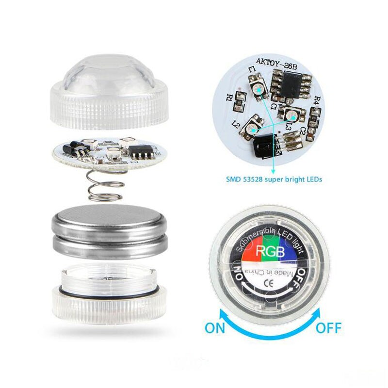 Onderwater Licht Led Waterdicht Zwembad Licht Rgb Submersible Licht Diameter 3Cm Diamant Vorm Vaas Lamp Met Afstandsbediening