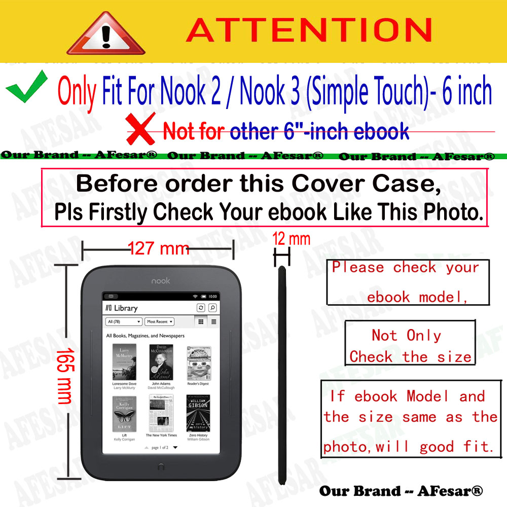 Barnes and Noble Nook Simple Touch eBook Reader Cover Case For Model BNRV300 / BNRV350 Ebook Protective Leather Cases