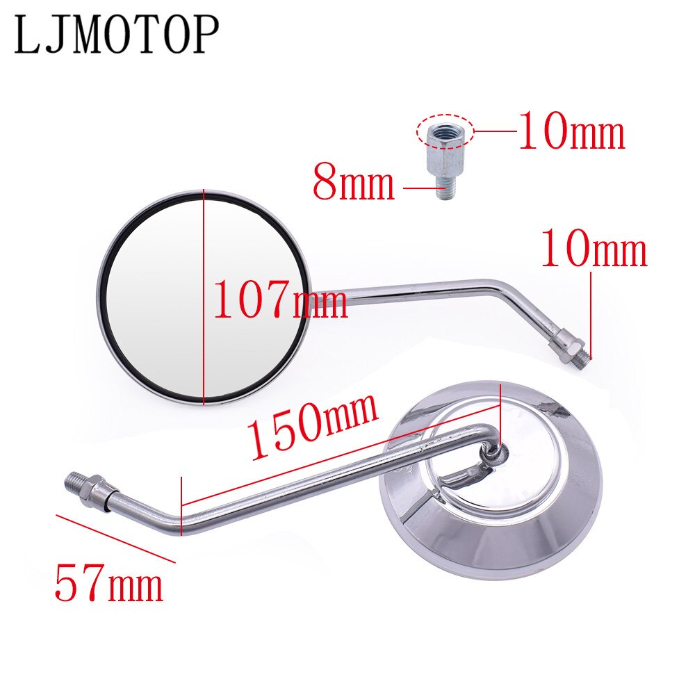 Motorcycle Back View Mirror Electric Bicycle Rearview Mirrors Moped Side Mirror 8mm Round For Kawasaki W800 Cafe KX 65 85