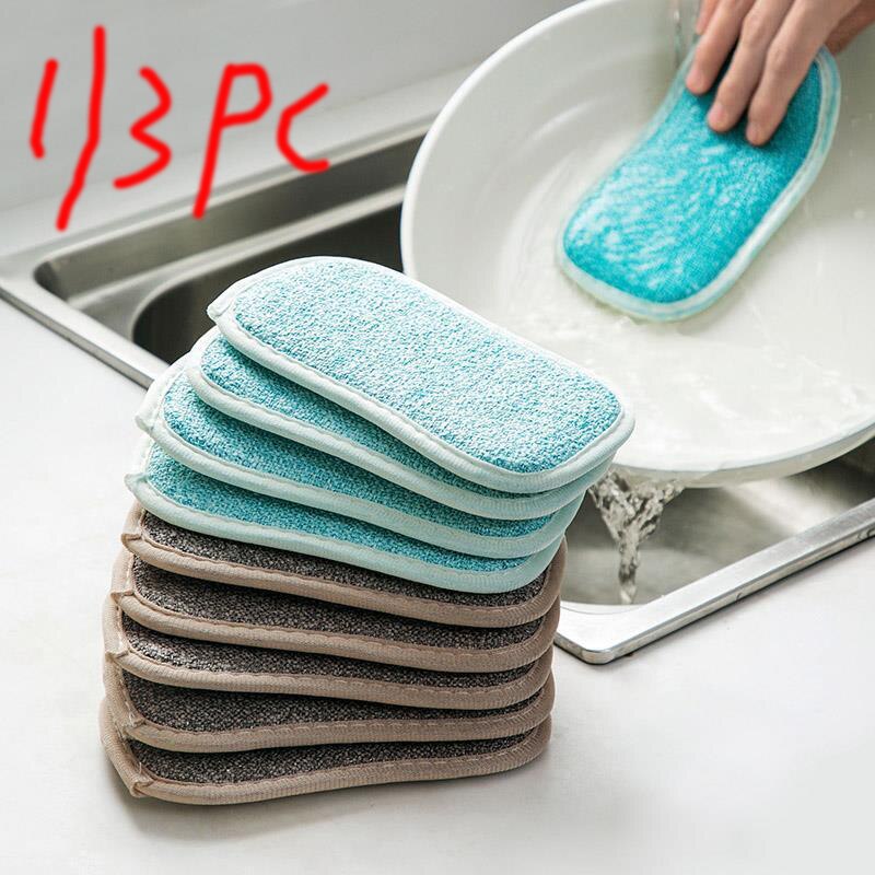 Spugna straccio panno per la pulizia decontaminazione spazzola per la pulizia fibra di bambù strofinacci antibatterici a doppia faccia attrezzo speciale da cucina