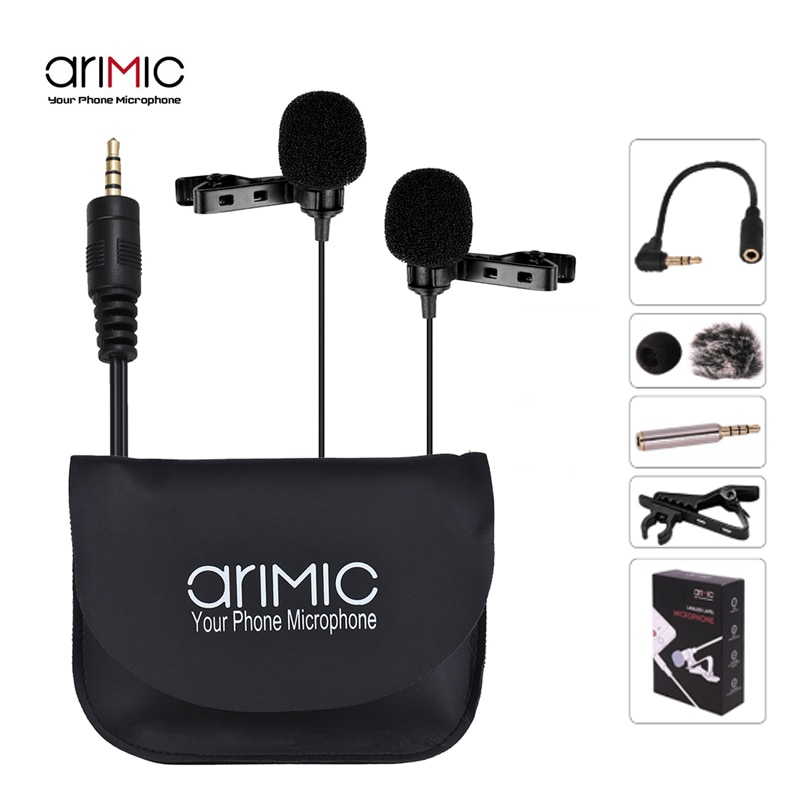 Microfono Lavalier Ulanzi Arimic - Cavo 1.5m/6m - Microfono Condensatore Cablato per iPhone, Android, iPad, DSLR