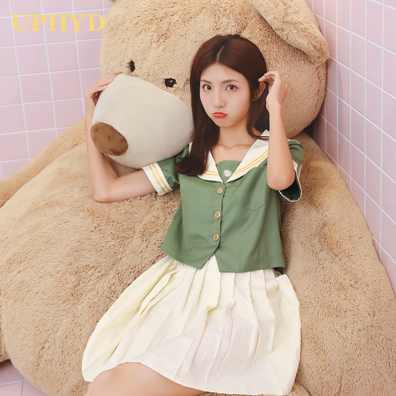 SchöNe Mädchen Grün Schuluniform Lolita Seemann Kleid Japanischen Koreanischen Studenten Bühne Leistung Seemann Uniformen