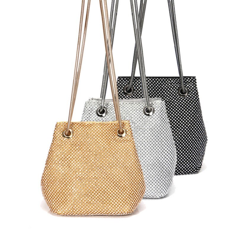 DICIHAYA-Bolso de hombro pequeño para mujer, bolsa de mano para de boda, de noche, de lujo, tipo cubo, con diamantes