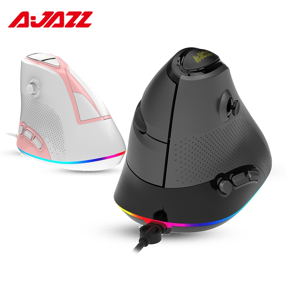 Ajazz AJ307 souris filaire USB 4800DPI 7 boutons souris verticale souris de jeu rvb rétro-éclairé ergonomique Programmable ordinateur pour PC
