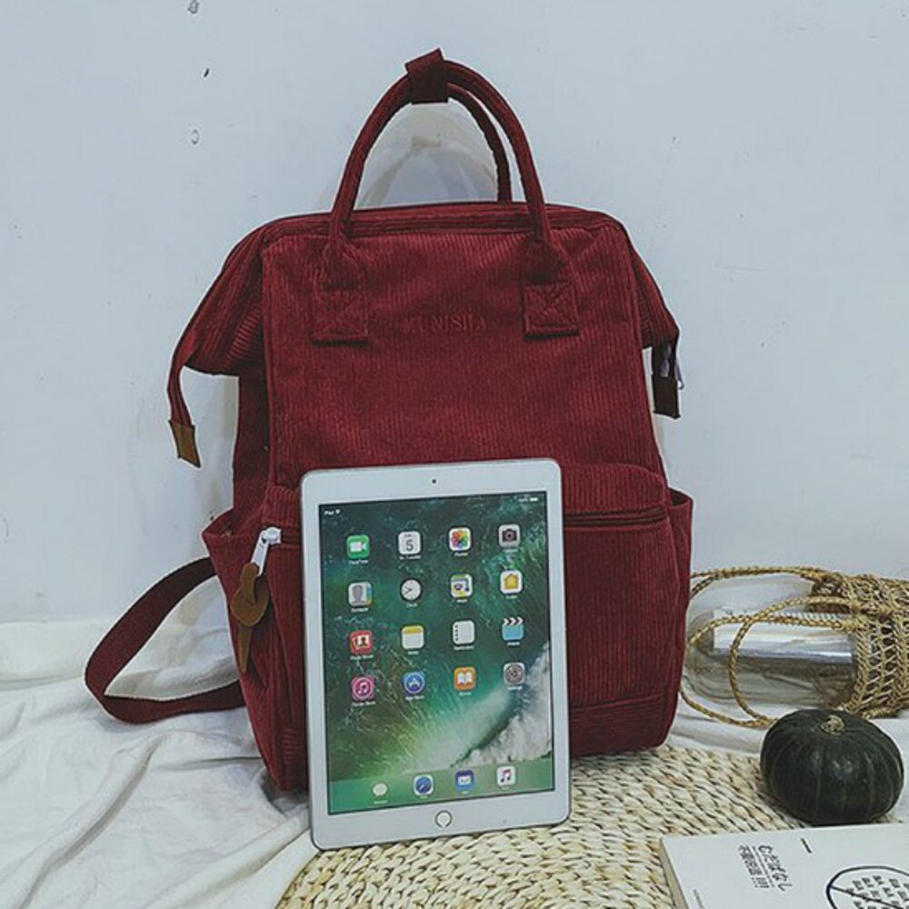 Women Corduroy Backpacks School Bags For Teenager Girls Mochila Larger Capacity Casual Travel Backpacks Female Rucksack Sac